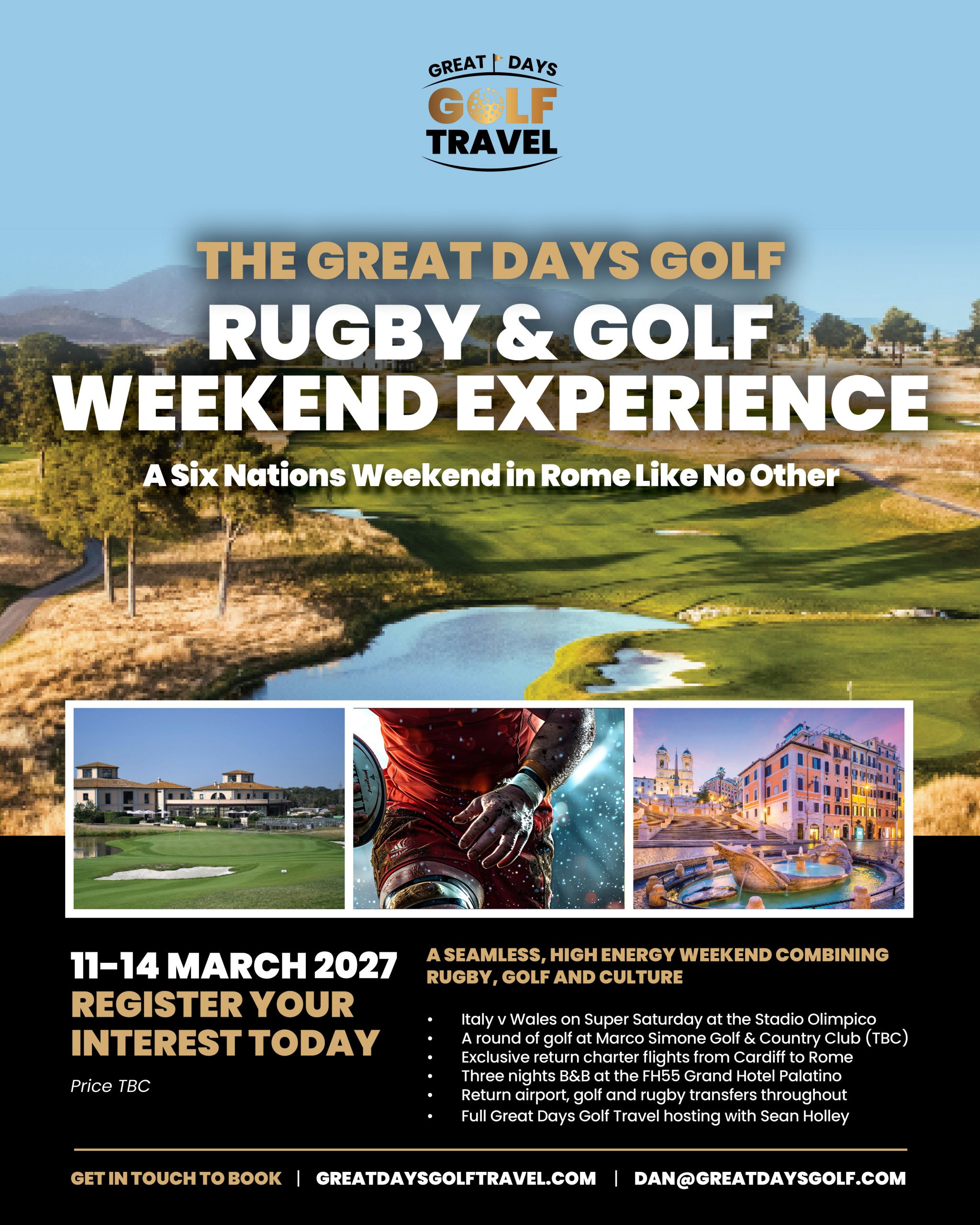 Rome Rugby & Golf Experience 2027 | Six Nations Golf Trip Italy